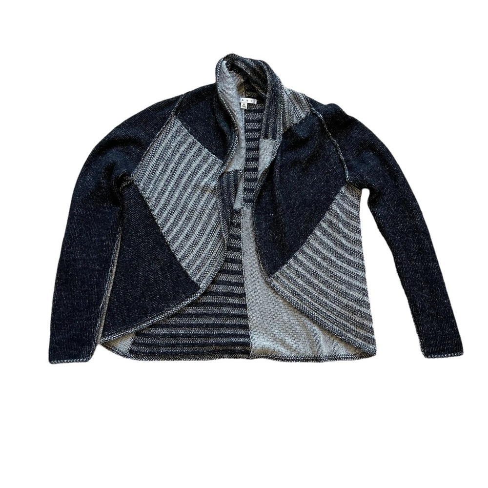 Cabi Wool Patchwork Waterfall Front Cardigan - image 3